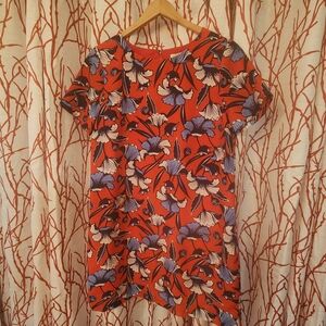 J. Crew Red and Blue Floral Dress